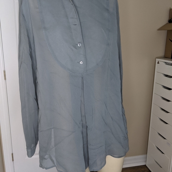 GIORGIO Armani button down blouse gray long sleeve shirt - Picture 4 of 12